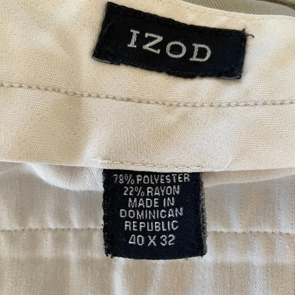 IZOD Dress Pants Trousers Chino Pleated Cuffs Men’s Size 40/32 - Picture 5 of 11